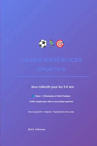 Couverture du cahier d'exercices sportifs 40 jeux pour les 3-6 ans
